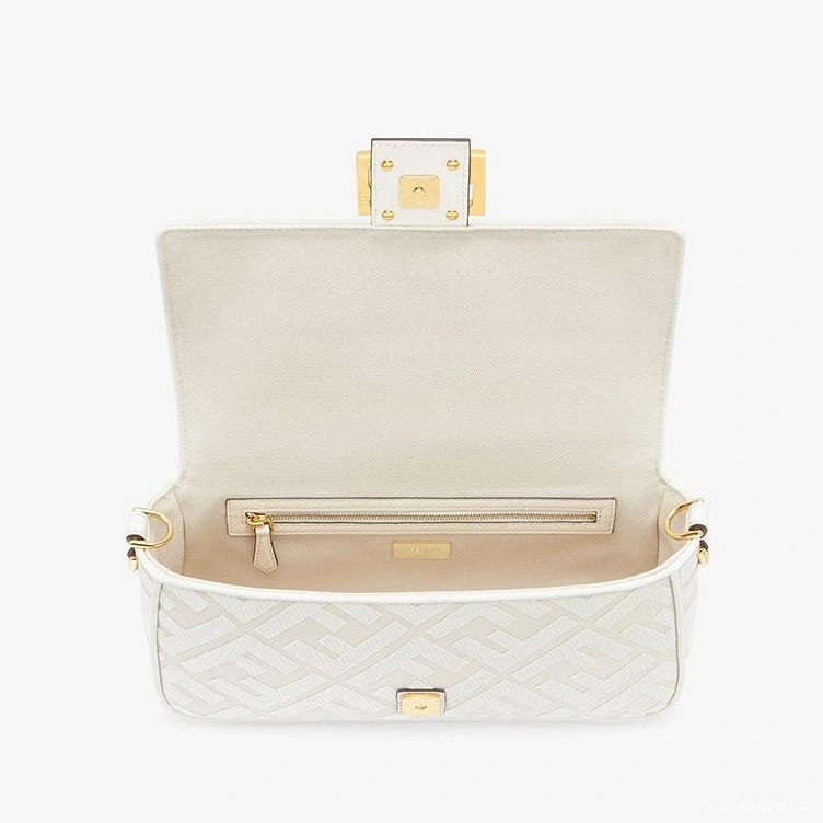 Affordable Medium Motif Strap Cut Canvas Laser Fendi with Bag In White Baguette FF 0816